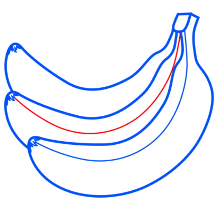 Як намалювати банан - малюємо олівцем поетапно банани