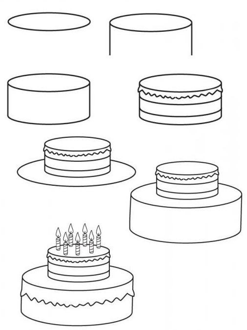 Як намалювати торт - малюємо торт поетапно